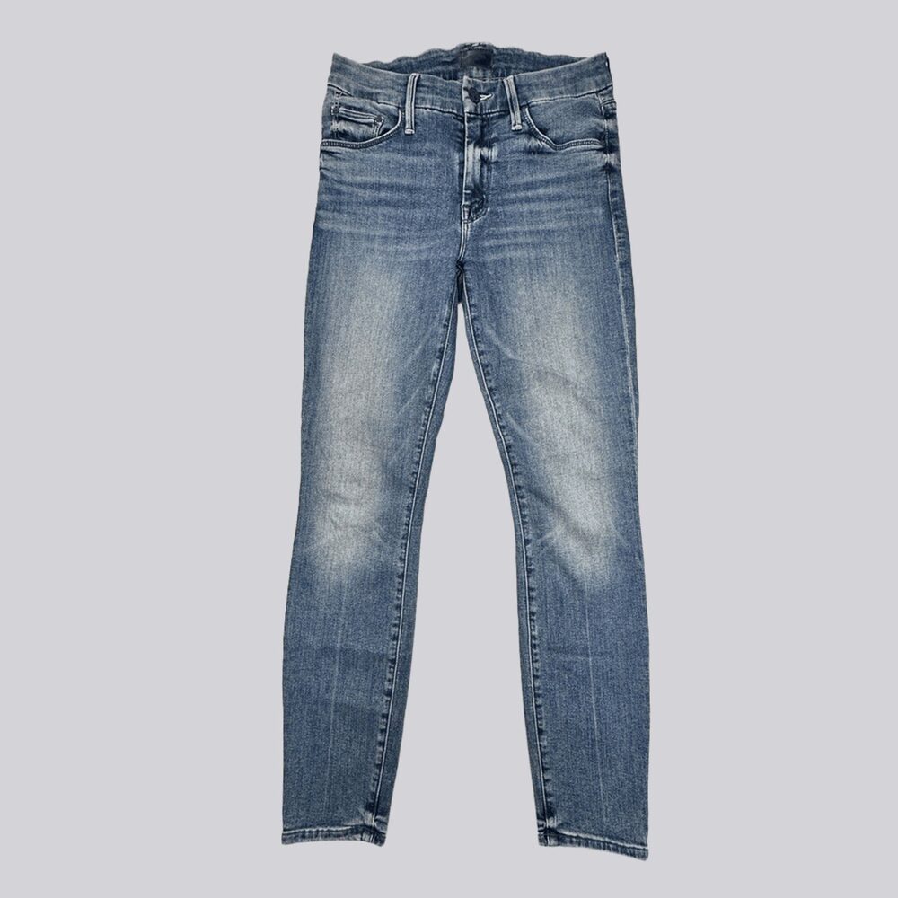 Quiet Luxury MOTHER Ankle Skinny Jeans High Rise Blue Denim Size 25